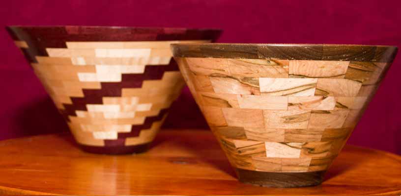 Segmented bowls made from various woods